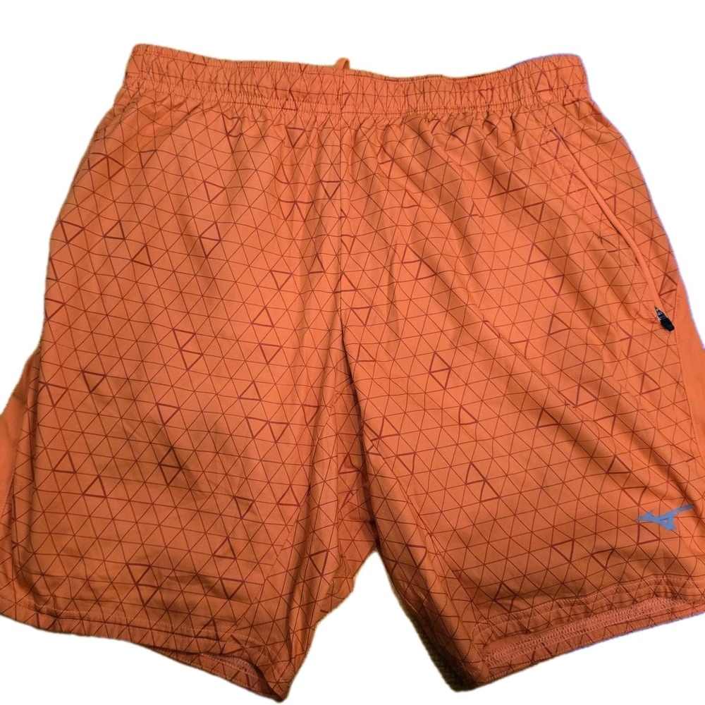 Mizuno Men's Running Shorts Small Orange‎ Geometric Pattern Japan Engineered